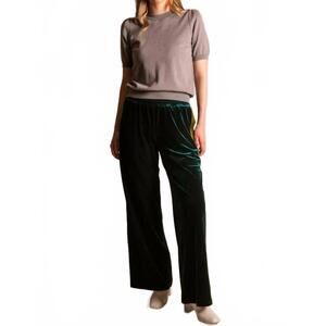 NEW BEFORE YOU velvet contrast side stripe pant in green